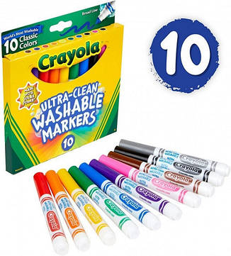 Crayola змивні маркери 10 шт. (Washable markers CRAYOLA), фото 1