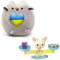Мягкая игрушка кот с сердцем Пушин кэт 23х25см и детская обучающая игра математические весы котик n-11305