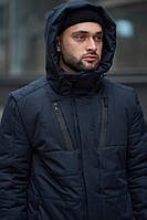 Зимняя теплая куртка с высоким воротником ветрозащитная, Красивая мужская куртка с капюшоном осень-зима XL