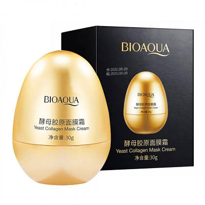 Уцінка Дріжджова Нічна Крем-маска Bioaqua з Колагеном, для зняття сухості шкіри, оновлююча, тонізуюча, 30g