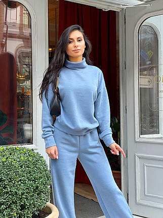 Теплий жіночий костюм ангора світшот під горло та вільні брюки Dkr5812, фото 1