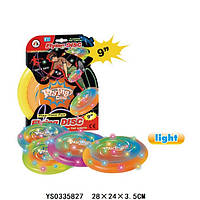 Летающая тарелка AJ125FD (48шт) 23,5см, свет, пластик+ПВХ, 4 цвета, бат(табл),в кор-ке,23,5-28-3см