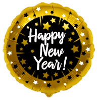 Фольгированный шарик круг диаметр 45 см (18") с рисунком Happy New Year Flexmetal 401618