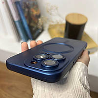 Силиконовый чехол для iPhone 14 Pro Dark blue MagSafe / Айфон 14 Про темно синий с магсейф