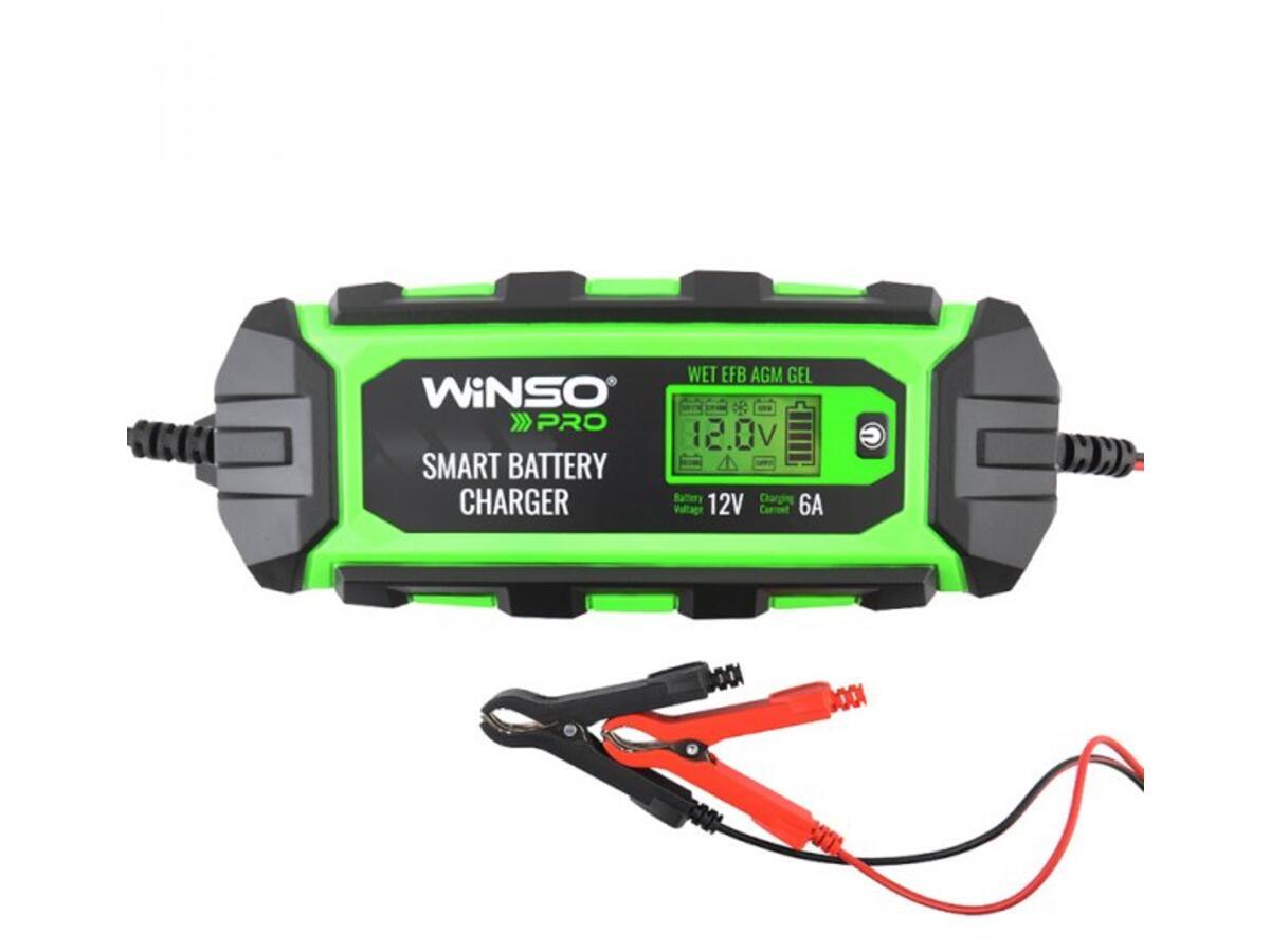 Зарядний пристрій АКБ імпульсний Winso PRO LCD 12 В АКБ до 150 А, струм заряджання 6 А, 100 Вт, екран (139510)