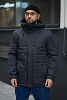 Зимняя удобная теплая ветрозащитная куртка с воротником, Осенне-зимняя мужская куртка с водоотталкивающей пр L, Серый