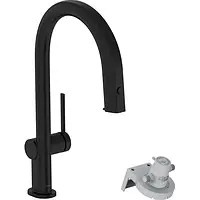 Змішувач hansgrohe Aqittura M91 FilterSystem 210 для кухонної мийки, чорний матовий 76803670