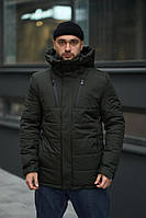 Зимняя удобная теплая ветрозащитная куртка с воротником, Осенне-зимняя мужская куртка с водоотталкивающей пр M, Хаки