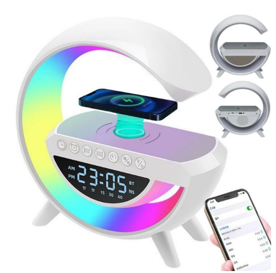 Нічник лампа настільний смарт RGB Happy Light Light Sound Machine з бездротовою зарядкою 15 W 24 см