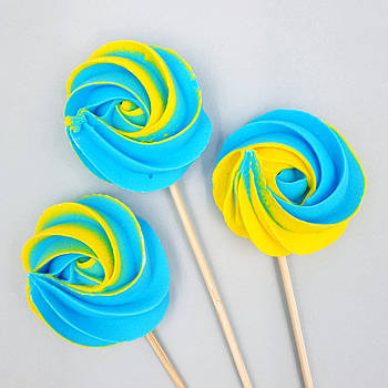 Набір цукрових безе на паличці Жовті-блакитні — 3 шт.
