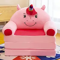 Мягкое детское кресло плюшевое Единорог, бескаркасное мягкое кресло-диван для детей в комнату