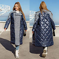 Пальто жіноче зимове синє великого розміру (6 кольорів) ЮР/-2413