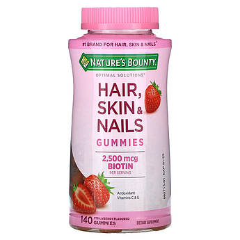 Шкіра Волосся Нігті Nature's Bounty Hair Skin Nails вітаміни для краси та здоров'я 140 жувальних таблеток