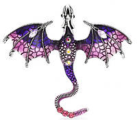 Брошь дракон, Dragon Purple, 7х6 см. Аксессуар в форме дракона подойдет под любой образ. Символ 2024 года.