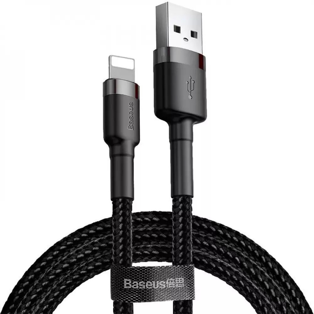 Кабель Baseus Cafule Cable USB For Lightning 2.4A 1m Gray+Black, фото 1
