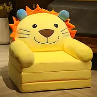 Мягкое детское кресло плюшевое Лев, бескаркасное мягкое кресло-диван для детей в комнату