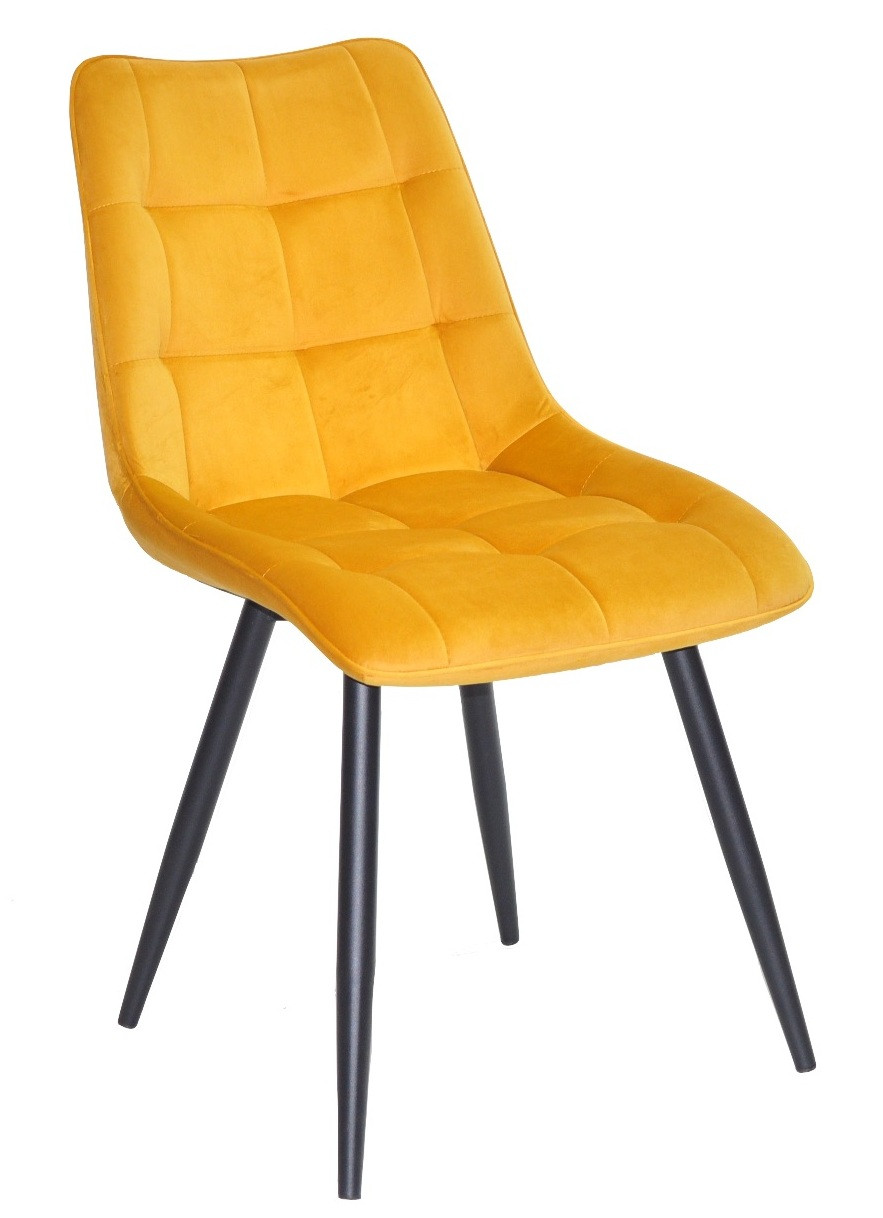 Стілець на металевих ніжках ALABAMA, оксамит жовтого кольору PH - 605 BK