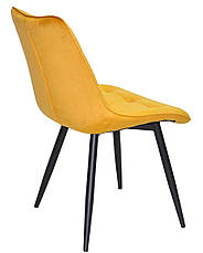 Стілець на металевих ніжках ALABAMA, оксамит жовтого кольору PH - 605 BK, фото 4