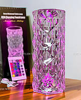 Проекционный LED светильник кристалл Rose Diamond Table Lamp, с USB-зарядкой и пультом / Настольный RGB ночник