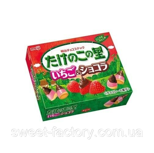 Печиво Meiji Takenoko no Sato Milk Choco Strawberry Полуниця 61g