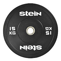 Бамперный диск 15 кг стальной, обрезиненный Stein Hi-Temp блин для CROSSFIT и бросков противоударный лучшая