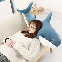 Подушка игрушка акула Синяя 80 см Blahaj Акула ИКЕА ikea