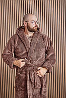Халат Мужской махровый БАТАЛ 2XL-5XL длинный МОЛОЧНЫЙ ШОКОЛАД/КАПУЧИНО 1022