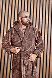 Чоловічий махровий халат БАТАЛ 2XL-5XL довгий TOMIKO МОЛОЧНИЙ ШОКОЛАД/КАПУЧІНО 1022