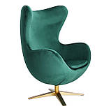 Дизайнерське крісло Велюр Egg Chair основа золото, фото 4