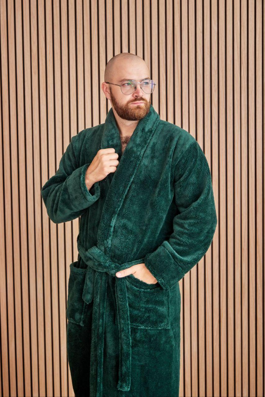 Чоловічий махровий халат БАТАЛ 2XL-5XL довгий TOMIKO СМАРАГД 1022, фото 1