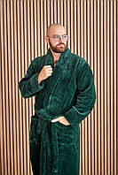 Халат Мужской махровый БАТАЛ 2XL-5XL длинный ИЗУМРУД 1022