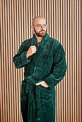 Чоловічий махровий халат БАТАЛ 2XL-5XL довгий TOMIKO СМАРАГД 1022