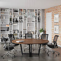 Конференційний стіл круглий офісний для переговорів і нарад у стилі лофт D-2000 Горіх Модена Loft design