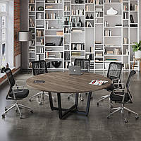 Круглый стол для переговоров в конференц зал или кабинет директора D-2000 Дуб Палена Loft design