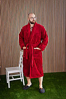 Халат Мужской махровый БАТАЛ 2XL-5XL длинный БОРДО 1022