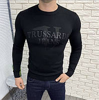 Мужской тонкий свитер Trussardi черный, брендовая мужская кофта, свитшот под джинсы для мужчин XXL
