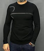 Чоловічий тонкий светр Calvin Klein чорний, кофта чоловіча Кельвін Кляйн, світшот CK для чоловіків