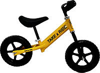 Детский велобег Take&Ride на полиуретановых колесах EVA RB-50 желто-черный от 2 лет.