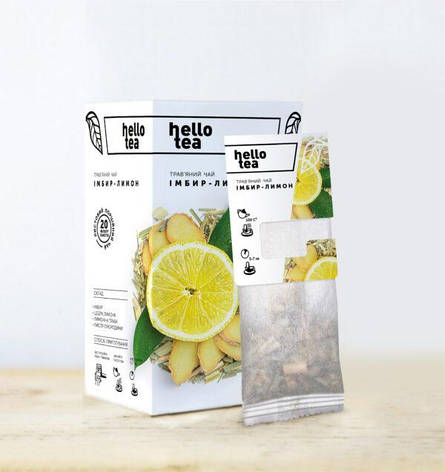 Трав'яний чай Hello tea Імбир-Лимон 20 пакетиків, фото 1