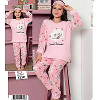 Теплая зимняя пижама для девочки Турция полар флис Mini Moon арт 1359 Sweet dreams Розовый