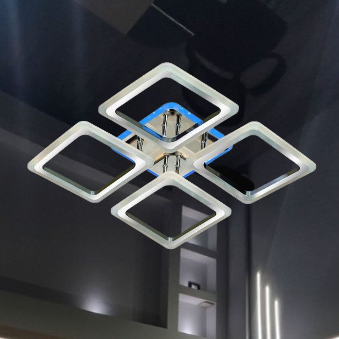 Cучасна стельова led люстра SVET 114W до 20 м² колір Хром SC-7117/4B CR/RGB, фото 1
