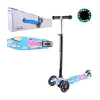 Самокат дитячий 4-х колісний Bambi колеса, що світяться (Блакитний)