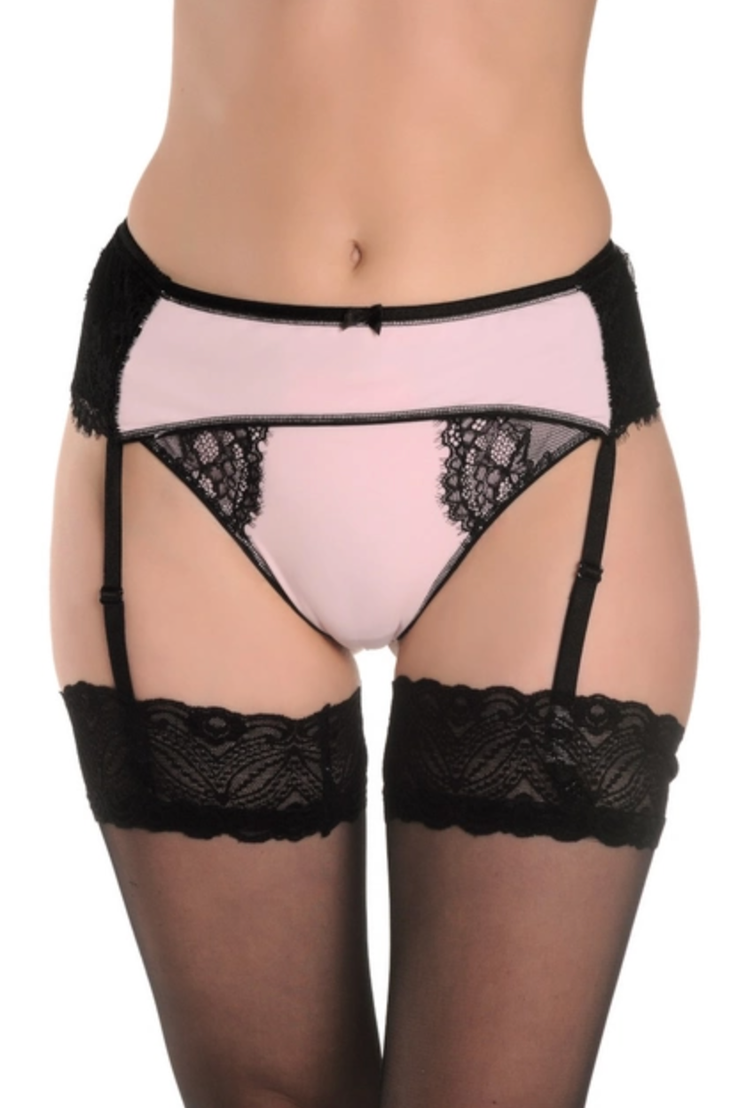 Елегантний пояс для панчіх Oro 410 black/pink, S/M, L/XL, XXL, фото 1