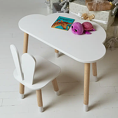 Дитячий стіл Хмара та стільчик Зайчик для малювання та ігор (Білий)