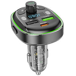Автомобільний FM-Трансмітер модулятор із швидкою зарядкою BOROFONE BC47 |PD30W+QC3.0| Сірий
