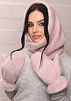 Комплект "Селін" косинка та рукавиці, колір пудра