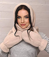 Комплект "Селін" косинка та рукавиці, колір бежевий