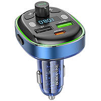 Автомобильный FM-трансмиттер модулятор с быстрой зарядкой BOROFONE BC47 |PD30W+QC3.0| Синий