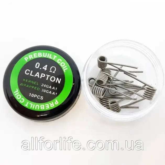 Койлы намотки спирали Prebuilt Clapton Coil Kanthal A1 Original Version в упаковке 10 штук на 0.4 Ом - фото 2 - id-p1847671504