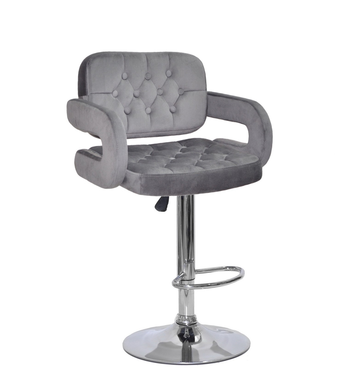 Стілець барний поворотний на одній ніжці GOR Bar CH-Base оксамит, колір сірий в-1034